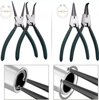 Imagem de Jogo De Alicate Para Trava Anel 4 Peças Interno E Externo