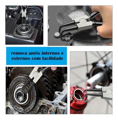 Imagem de Jogo De Alicate Para Trava Anel 4 Peças Interno E Externo