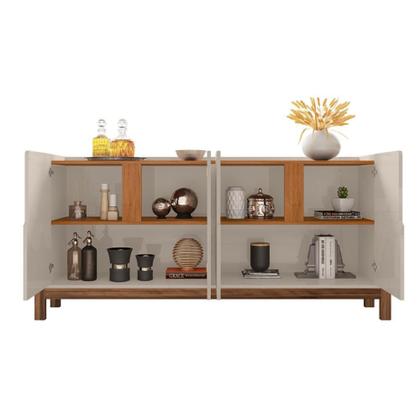 Imagem de Jogo de Aparador e Cristaleira Lux Off White/Cedro