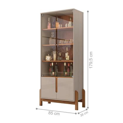 Imagem de Jogo de Aparador e Cristaleira Lux Off White/Cedro