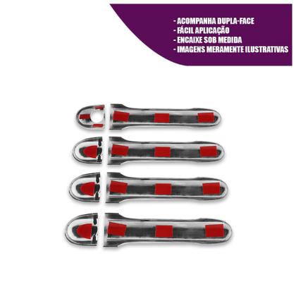 Imagem de Jogo de Aplique Maçaneta Cromado Palio G3 G4 G5 2005/2019 Grand Siena/Siena 2012/2022 Mobi 2016/2023 Nova Strada 2020 a 2023 4 Portas