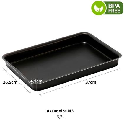 Imagem de Jogo De Assadeira 03 Pçs + Luva + Pincel + Descanso Panela