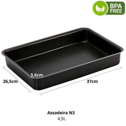 Imagem de Jogo De Assadeira Alta 3 Peças Antiaderentes + Luva + Pincel