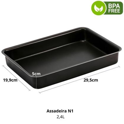 Imagem de Jogo De Assadeira Alta 3 Peças Antiaderentes + Luva + Pincel