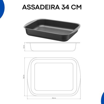 Imagem de Jogo de assadeiras antiaderente tramontina retangular 34cm 28cm 22cm