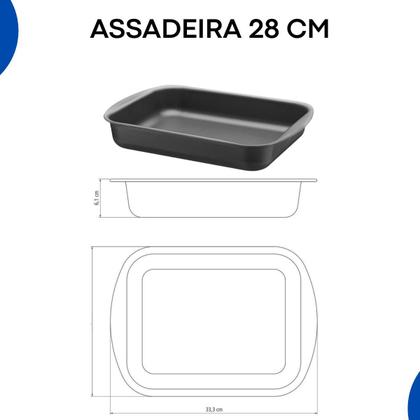 Imagem de Jogo de assadeiras antiaderente tramontina retangular 34cm 28cm 22cm