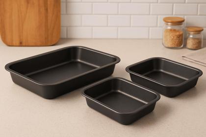 Imagem de Jogo de assadeiras antiaderente tramontina retangular 34cm 28cm 22cm