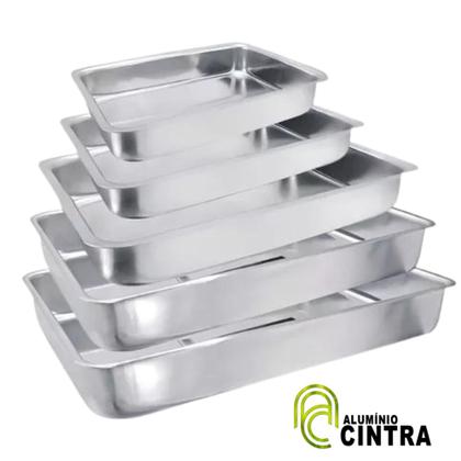 Imagem de Jogo de assadeiras formas retangular tabuleiro quadrada pintada color 5 pçs