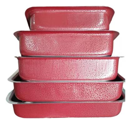 Imagem de Jogo de assadeiras formas retangular tabuleiro quadrada pintada color 5 pçs