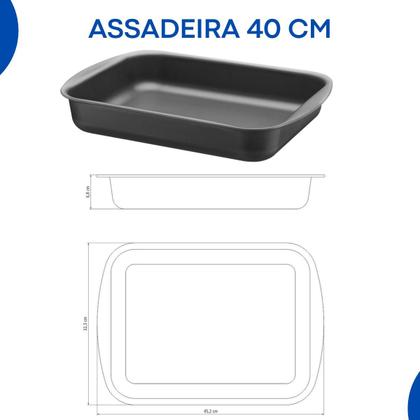 Imagem de Jogo de assadeiras tramontina antiaderente retangular funda forma de bolo