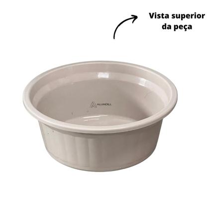 Imagem de Jogo de Bacia 3 Peças Plastico Redonda Multiuso Bege com Tampa Canelada