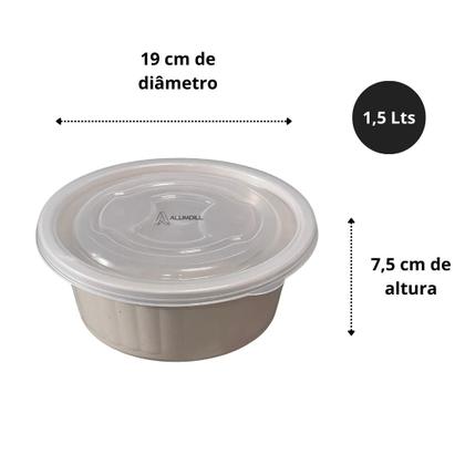 Imagem de Jogo de Bacia 3 Peças Plastico Redonda Multiuso Bege com Tampa Canelada