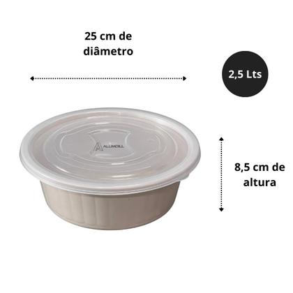 Imagem de Jogo de Bacia 3 Peças Plastico Redonda Multiuso Bege com Tampa Canelada