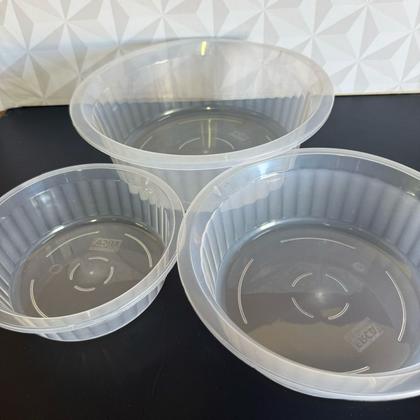 Imagem de Jogo de bacia transparente com 3 peças pequeno médio ou grande para cozinha ou lavanderia Multiuso kit conjunto bacias