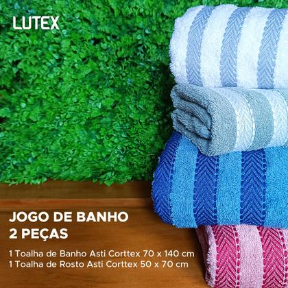 Imagem de Jogo de Banho Corttex Asti Jacquard Alta Absorção Toalha 100% Algodão Macia Grossa Kit 2 Peças