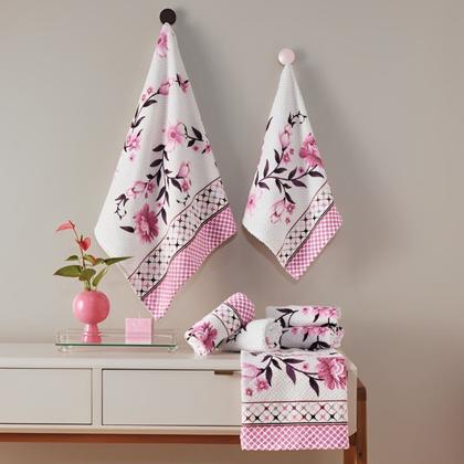 Imagem de Jogo de Banho Feminino Floral Rosa Cantiga 2 peças Lepper