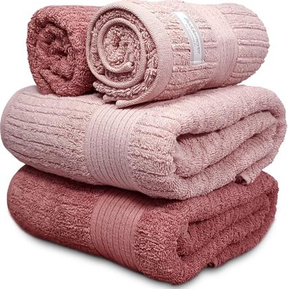 Imagem de Jogo De Banho Gigante Buddemeyer - Toalha Banhão Fio Penteado Canelado - 100% Algodão - Kit 4 Peças