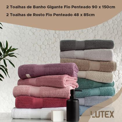 Imagem de Jogo De Banho Gigante Buddemeyer - Toalha Banhão Fio Penteado Canelado - 100% Algodão - Kit 4 Peças