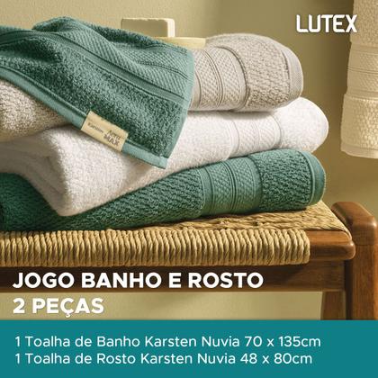 Imagem de Jogo de Banho Karsten Nuvia 100% Algodão - Lisa Barra Decorativa Grossa Macia Antipilling - 4 Peças Cor:Branco / Branco