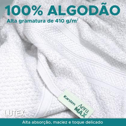 Imagem de Jogo de Banho Karsten Nuvia 100% Algodão - Lisa Barra Decorativa Grossa Macia Antipilling - 4 Peças Cor:Branco / Branco