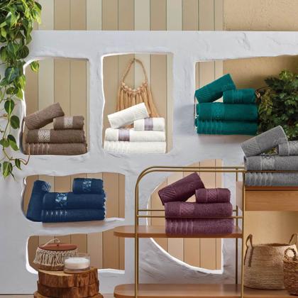 Imagem de Jogo de Banho Teka Diamante Azul 5 Peças - Algodão 450g/m²