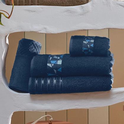 Imagem de Jogo de Banho Teka Diamante Azul 5 Peças - Algodão 450g/m²