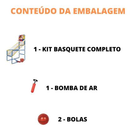 Imagem de Jogo de Basquete Kit Tabela Completo Cesta Infantil Aro Bola