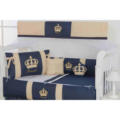 Imagem de JOGO DE BERÇO bebê KIT COMPLETO 12 PÇS COM PROTETOR SAIA E MOSQUITEIRO