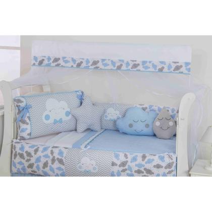 Imagem de JOGO DE BERÇO bebê KIT COMPLETO 12 PÇS COM PROTETOR SAIA E MOSQUITEIRO