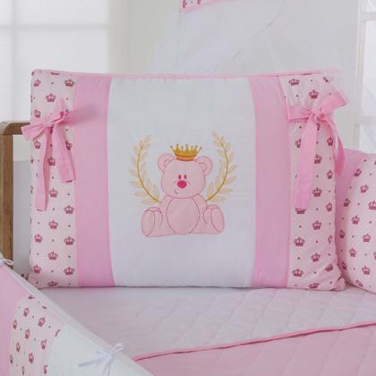 Imagem de Jogo de berço menino e menina  premium com 11pçs chuva de amor arcoiris passarinho rosa com saia e protetor