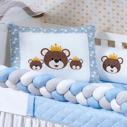 Imagem de Jogo De Berço Urso Trançado 12 Pçs Menino Azul Claro