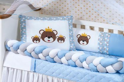 Imagem de Jogo De Berço Urso Trançado 12 Pçs Menino Azul Claro