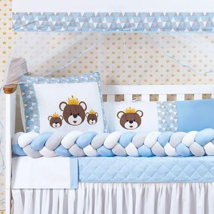 Imagem de Jogo De Berço Urso Trançado 12 Pçs Menino ul Claro