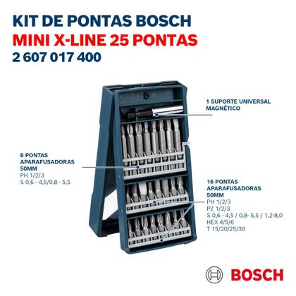 Imagem de Jogo de Bits Bosch X-Line p/ Aparafusar c/ 25 Pçs 2607017400