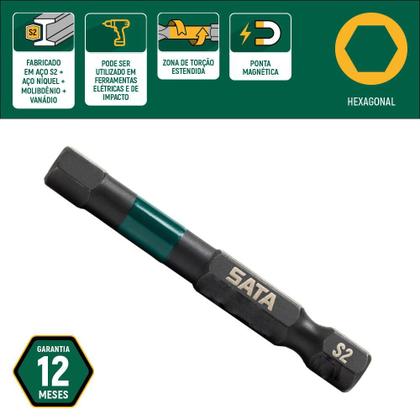 Imagem de Jogo de bits de impacto hexagonal 5 x 50mm encaixe de 1/4" 10 peças - ST59755