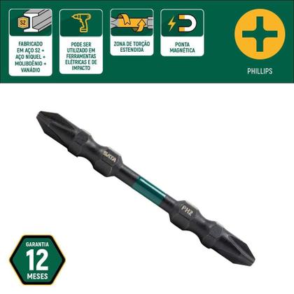 Imagem de Jogo De Bits Duplo De Impacto Philips Ph2 X 110Mm 10 Pç Sata