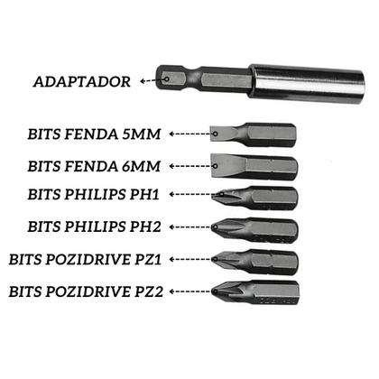 Imagem de Jogo de Bits e Ponteira Parafusadeira 7 Peças BFH3380 Bestfer