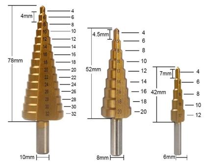 Imagem de Jogo De Broca Escalonada Hss Titanium 4-32mm Kit C/ 3 Peças - IDEA+PRO