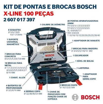 Imagem de Jogo de Brocas/Bits X-Line (100 Peças)   Maleta 2607017397000 Bosch