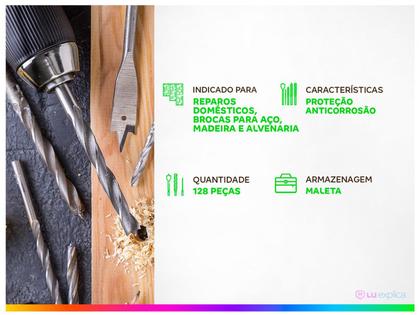 Imagem de Jogo de Brocas Nell 128 Peças XWT0129A com Maleta