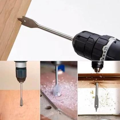 Imagem de Jogo de Brocas Planas para Madeira, Gesso e MDF  6 Tamanhos Alta Precisão