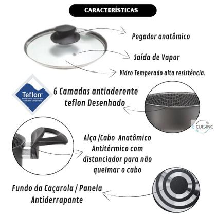 Imagem de Jogo de Caçarola Panelas 09 peças Antiaderente 6 Camadas Teflon Kit