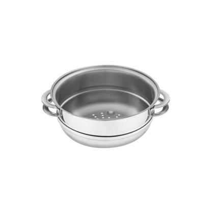 Imagem de Jogo de Caçarola Rasa + Cozi-Vapore Solar 24 cm 4,7 L em Aço Inox Fundo Triplo Tramontina