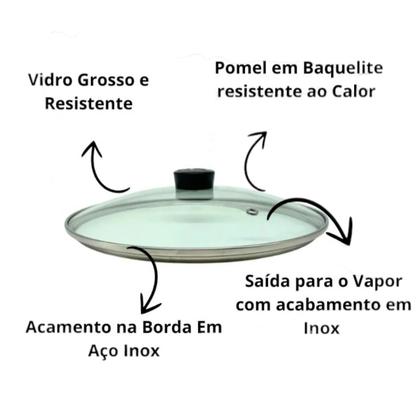 Imagem de Jogo De Caçarolas 5 Panelas Com Tampa De Vidro Temperado