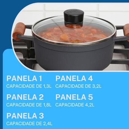 Imagem de Jogo De Caçarolas 5 Panelas Com Tampa De Vidro Temperado
