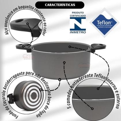 Imagem de Jogo de Caçarolas Caneco 11 Peças Antiaderente Teflon Panelas Grande