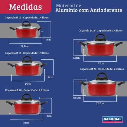 Imagem de Jogo de Caçarolas com Tampa de Vidro 5 Peças Nacional