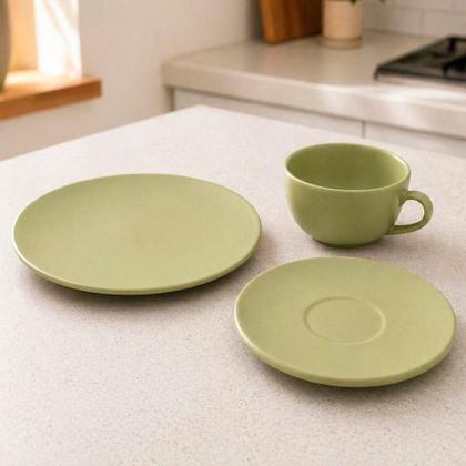 Imagem de Jogo de Café Lanche Unni Oliva 6 Pessoas 12 Peças Cerâmica Acetinada Verde para Mesa Oxford