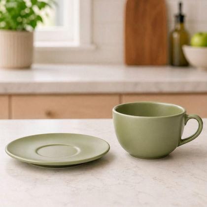 Imagem de Jogo de Café Lanche Unni Oliva 6 Pessoas 12 Peças Cerâmica Acetinada Verde para Mesa Oxford