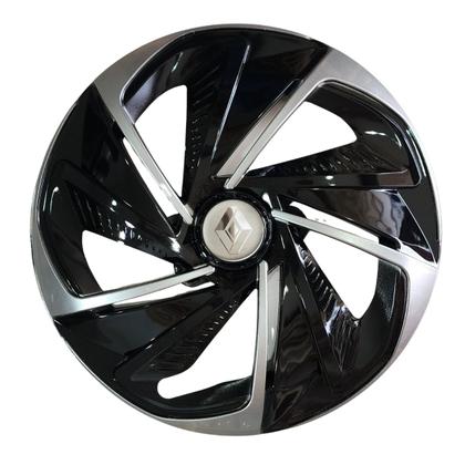 Imagem de Jogo de calota esportiva aro 14 nitro x black silver + emblema de alumínio renault prata